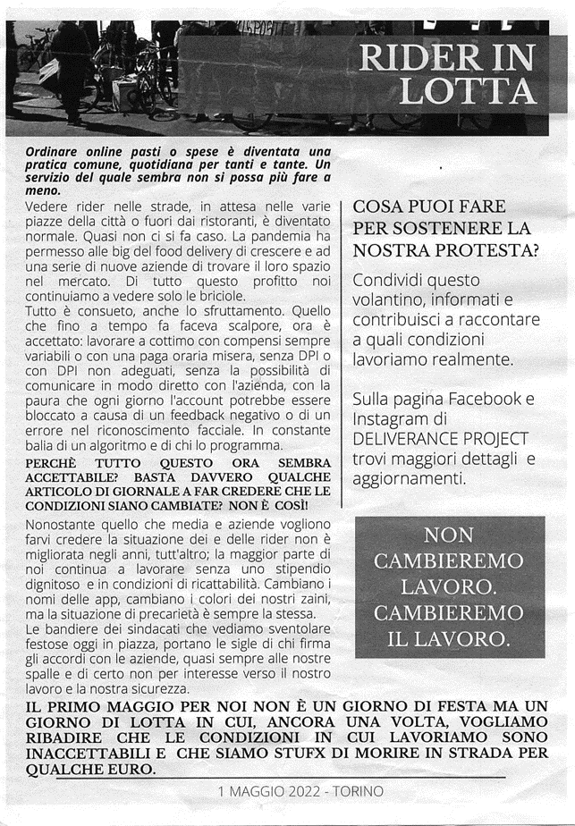 Volantino rider Torino 1° Maggio 2022